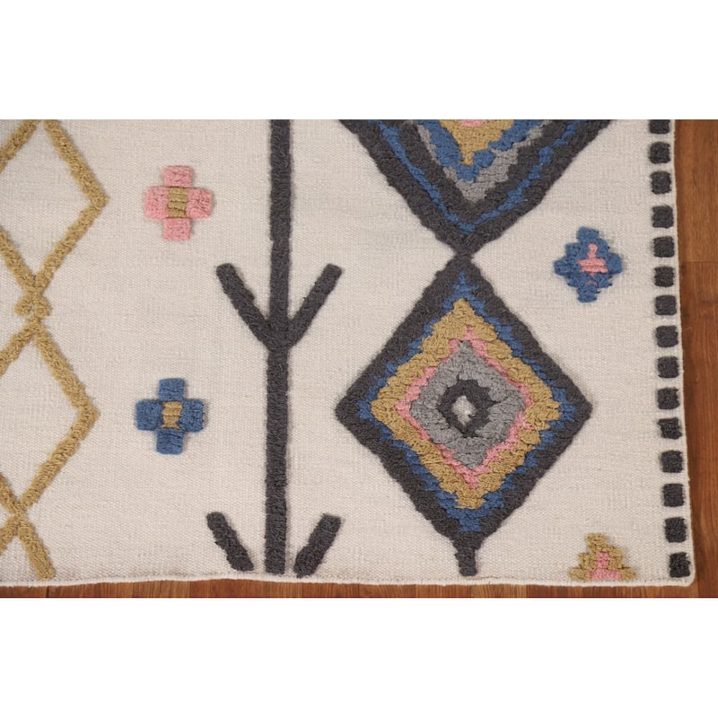 Moroccan Indian Area Rug Handmade Wool Carpet - 5'4"x 7'6"