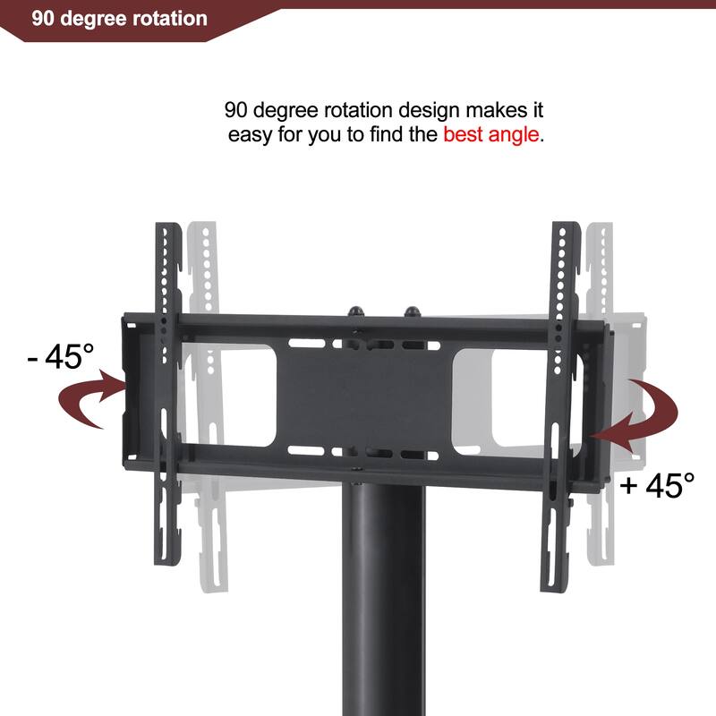 Black Multi-function TV Stand Height Adjustable Bracket Swivel 3-Tier fits 32”-65“TV