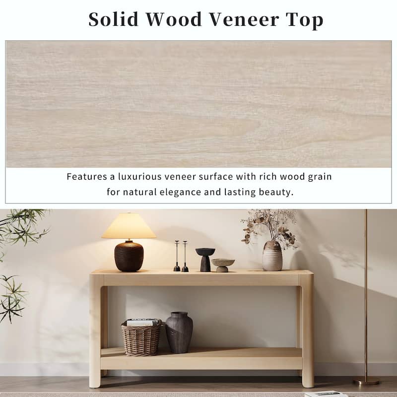Modern Farmhouse Console Table, Elegant Minimalist Design with Premium Wood Veneer and Rounded Corners