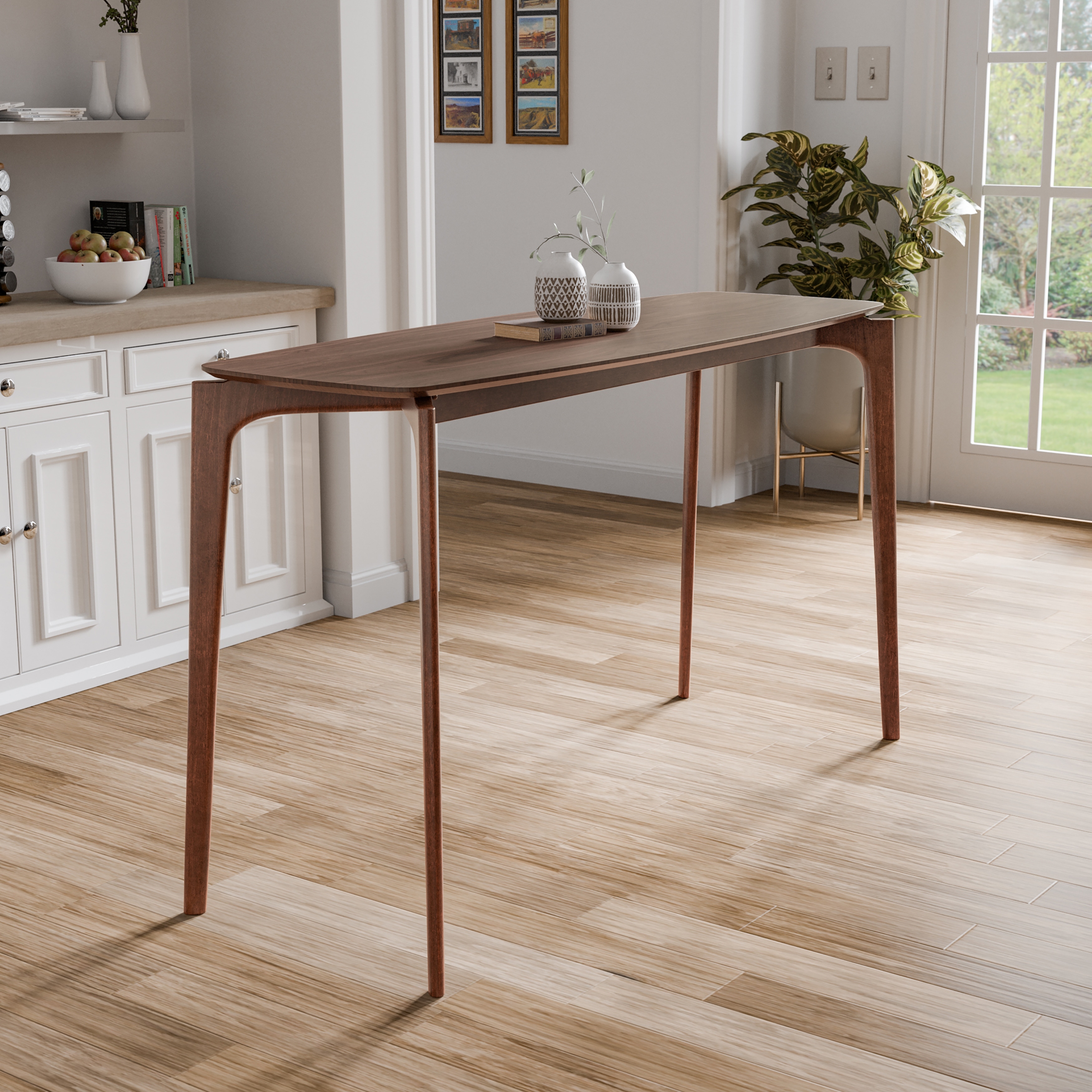 Furniture of America Shaw Mid-century Walnut 59-inch Wood Counter Height Dining Table