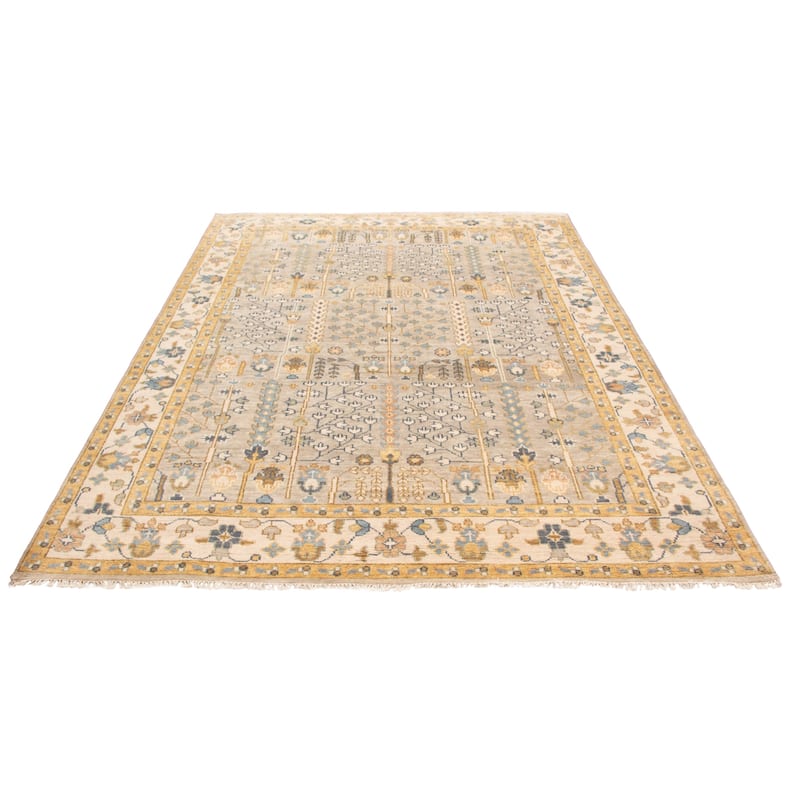 ECARPETGALLERY Hand-knotted Jules Serapi Light Grey Wool Rug - 10'2 x 14'0