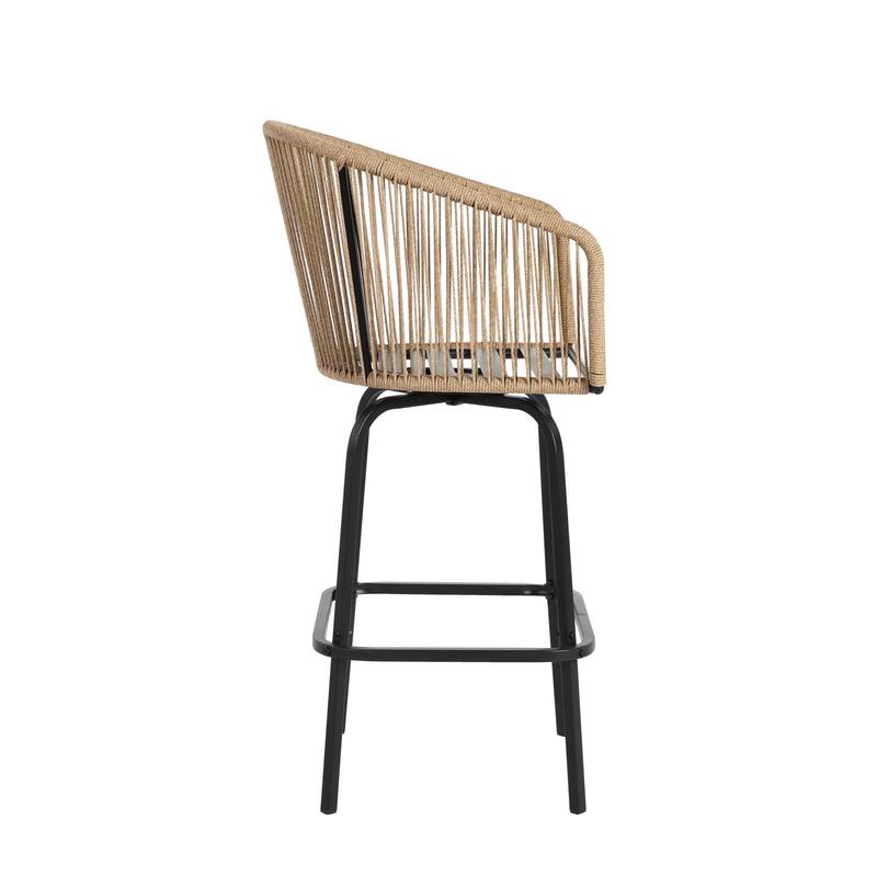 Outdoor Wicker Rattan Barstools with Armrests, Backrest, Set of 2/4
