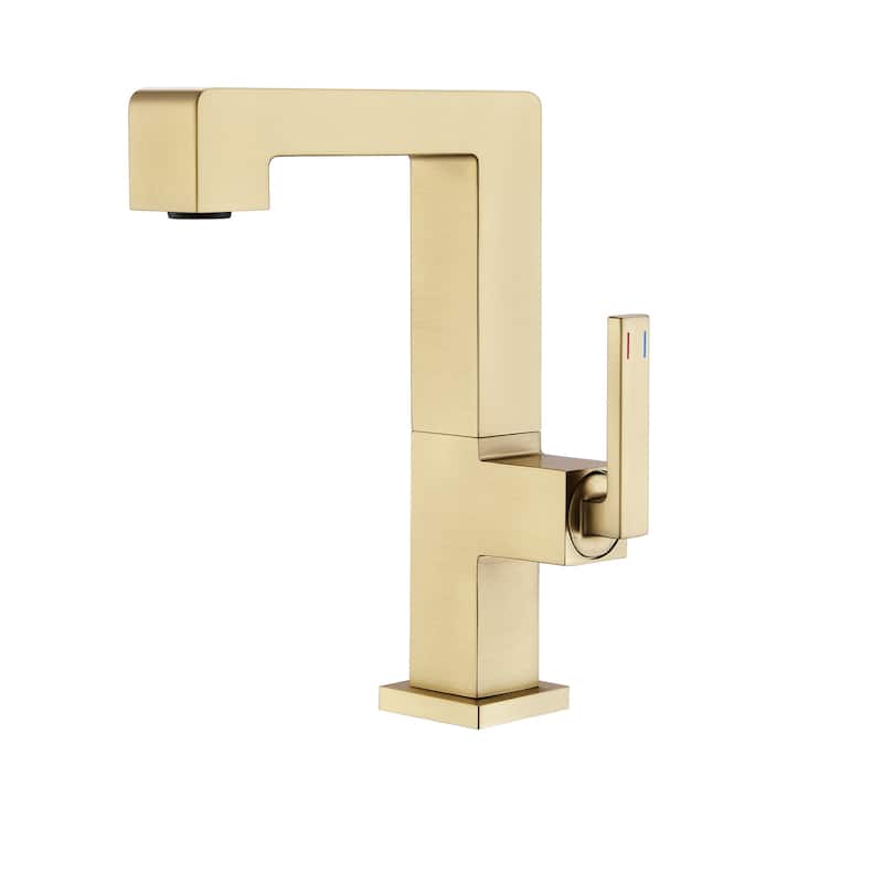 7.8"-11.8"H Solid Brass Single Handle Single Hole Bathroom Sink Faucet - Brushed Gold