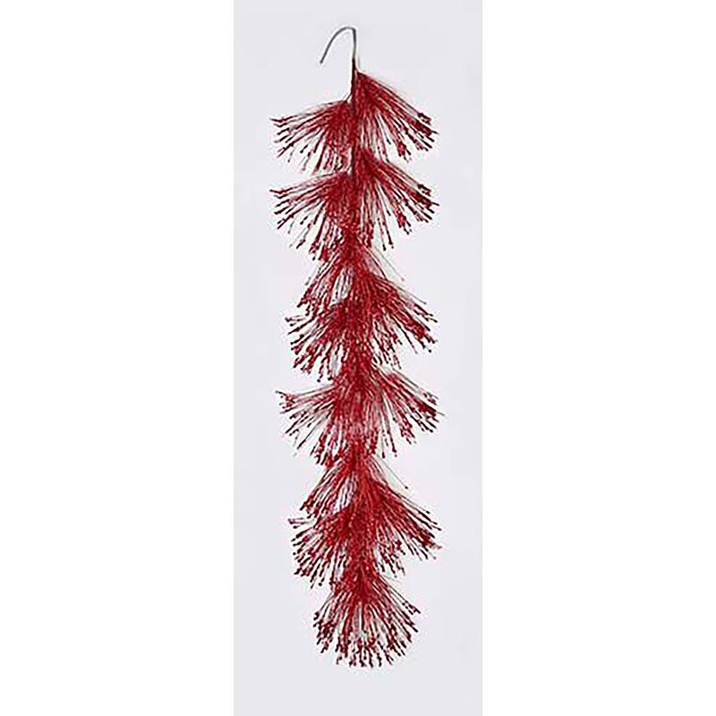72" Pine Needle Glitter Garland, Red