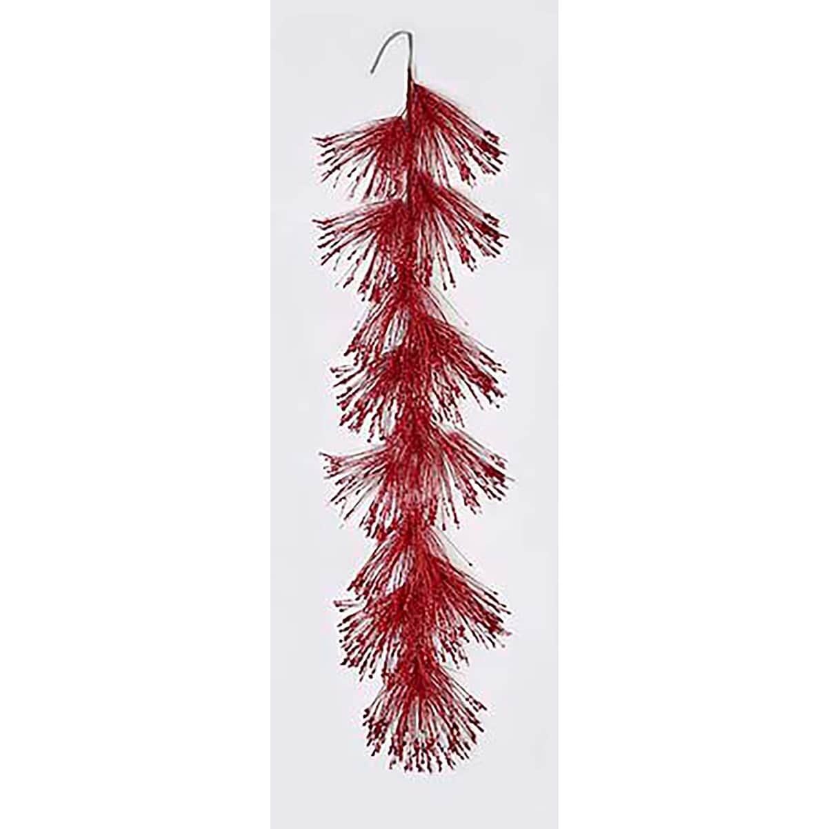 72" Pine Needle Glitter Garland, Red