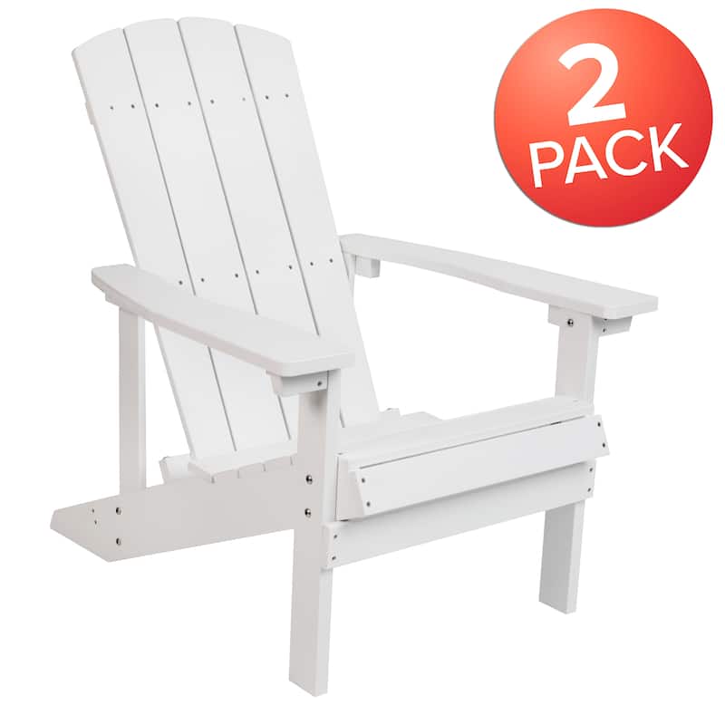 Outdoor All-Weather Poly Resin Wood Adirondack Chairs (Set of 2)