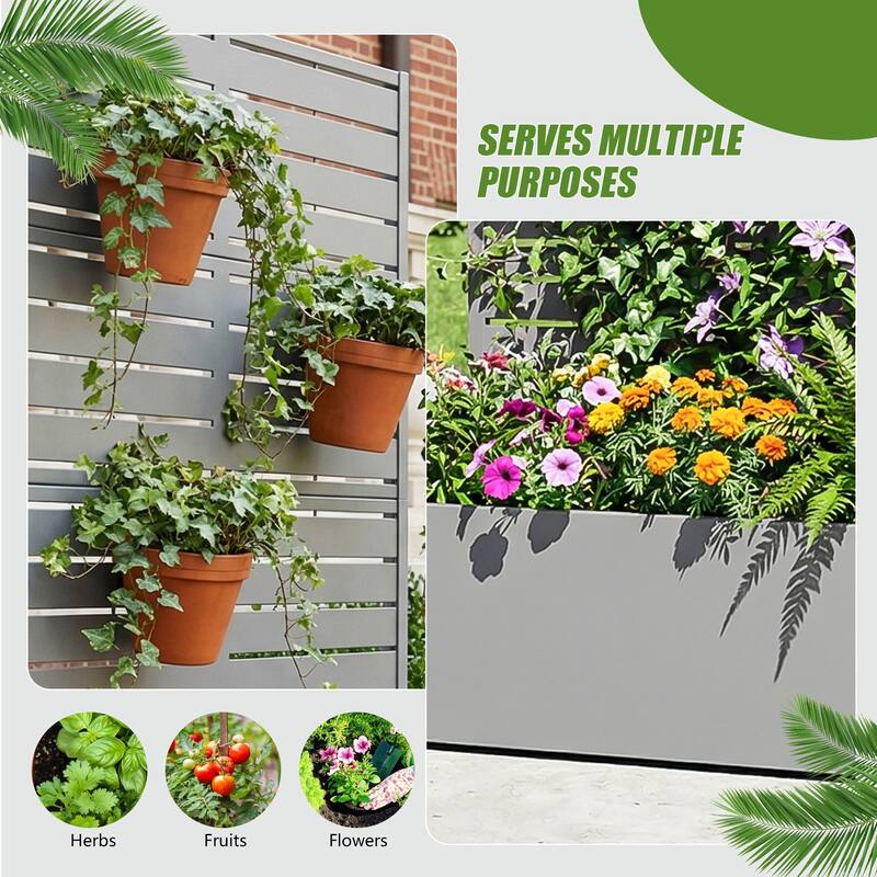 Galvanized Planter Box with Trellis & Privacy Screen