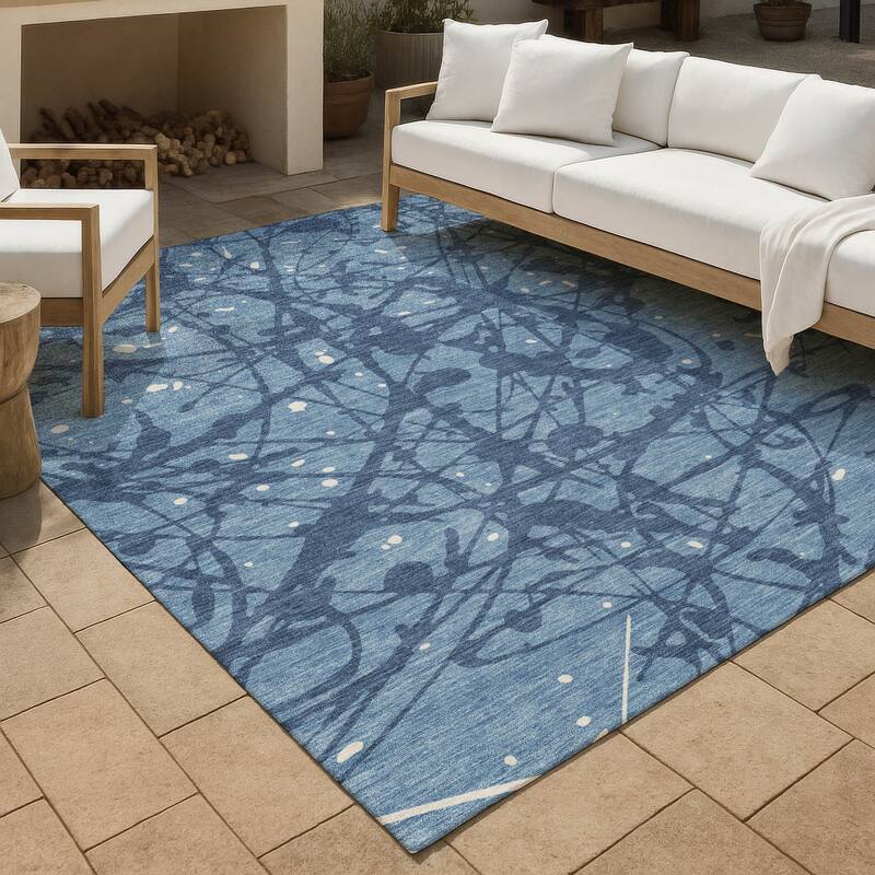 Machine Washable Indoor/ Outdoor Modern Campo Chantille Rug - Denim - 2'6" x 3'10"