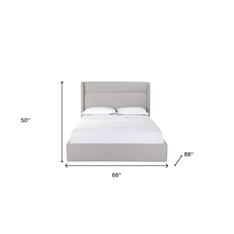 HomeRoots Gray Fabric Upholstered Queen Bed Frame