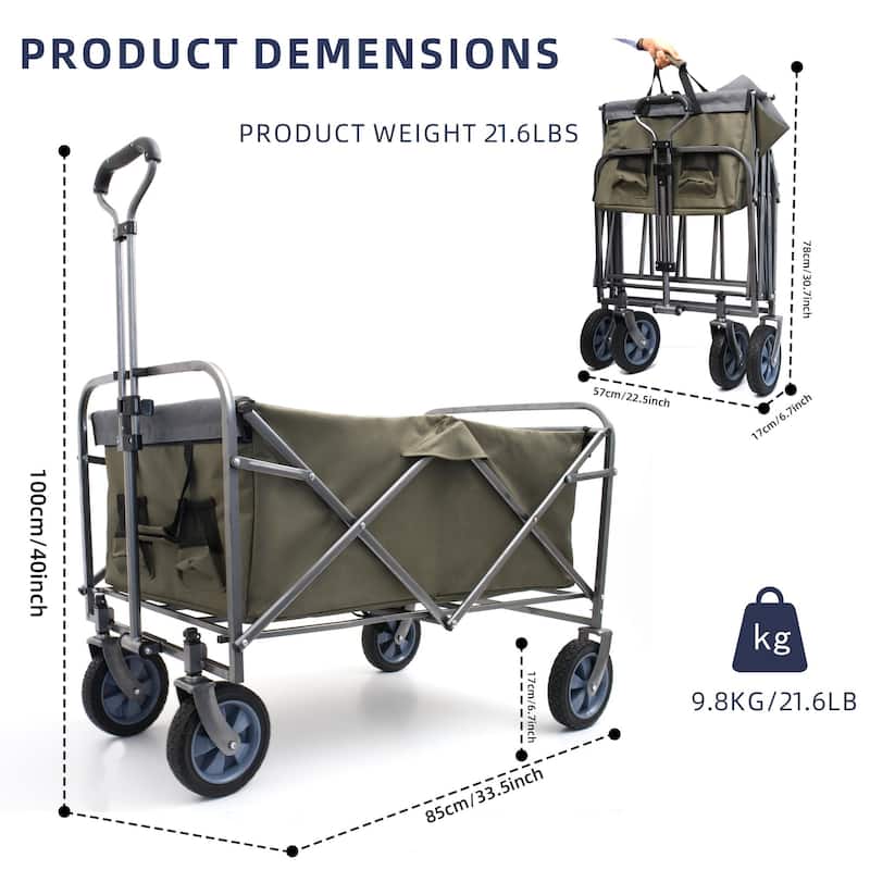 Beach Trolley Cart Camping Folding Wagon - Grey