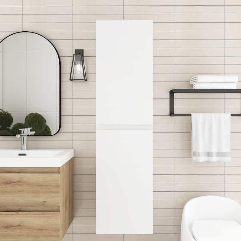 60" Tall MDF 2-door Accent Cabinet with Interior Shelves - 15.75'' x 59'' - White