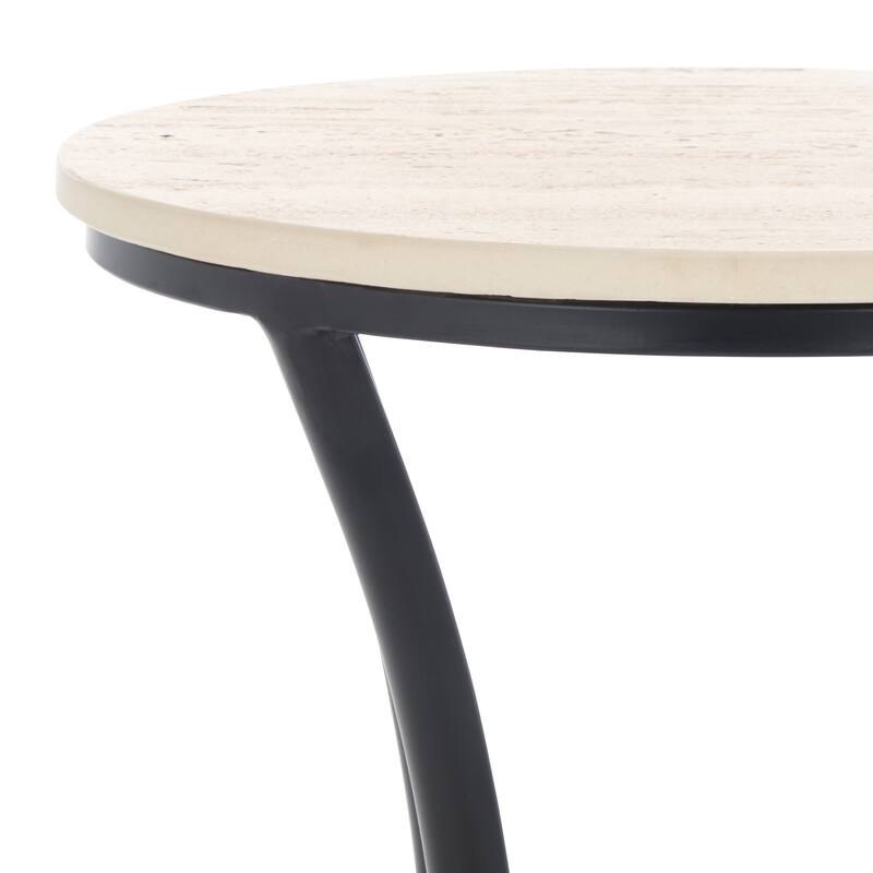 SAFAVIEH Home Saxony Travertine Side Table - 16"W x 16"D x 24"H