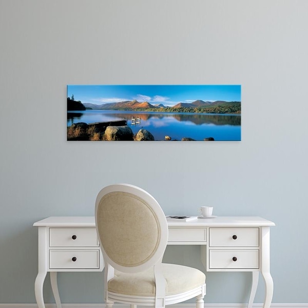 Easy Art Prints Panoramic Image 'Reflection of mountains in water, Derwent Water, Lake District, England' Canvas Art