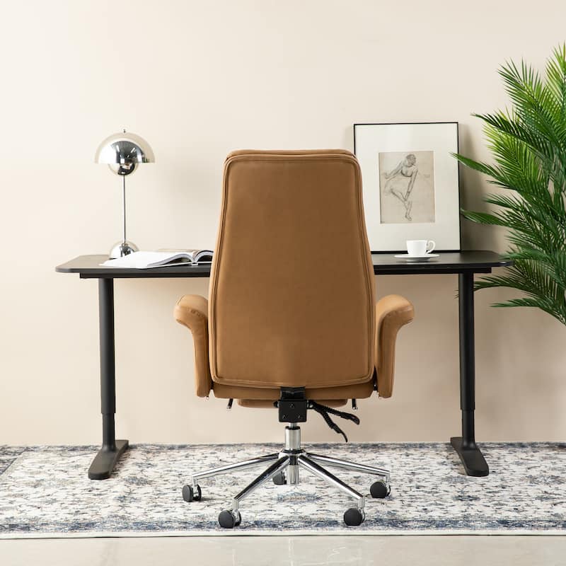 Glitzhome 49"H Modern Adjustable Swivel High Back Ergonomic Office Chair with Armrest and Extendable Footrest