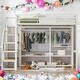 preview thumbnail 2 of 17, White Full Size Loft Bed with Wardrobe and Storage Shelves