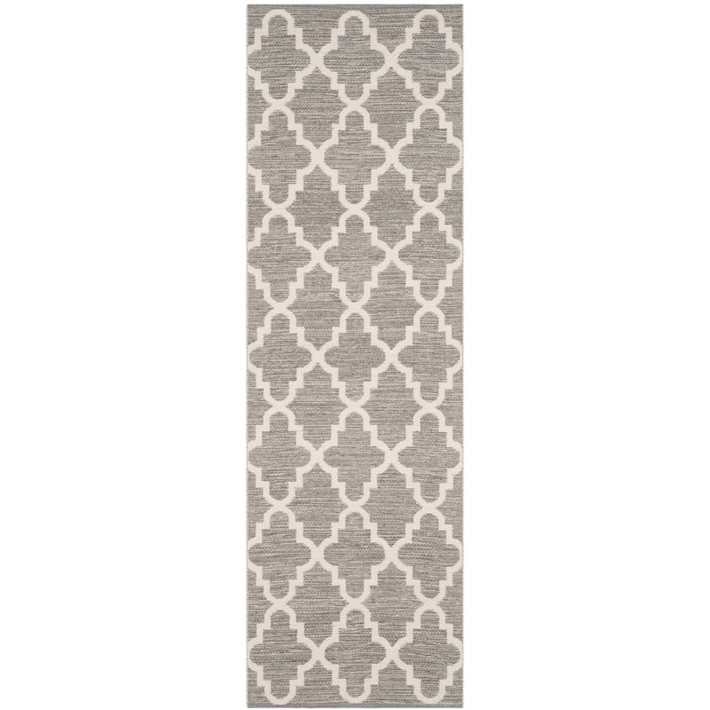 SAFAVIEH Handmade Flatweave Montauk Minoo Casual Cotton Rug - Grey/Ivory - 2' 3" x 11'