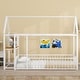 preview thumbnail 19 of 34, Metal House Bed Frame, Kids Montessori Bed Floor Bed with Side Desk, Power Outlets and USB Ports White - Twin