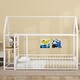 preview thumbnail 2 of 16, Twin Size Metal Bed House Bed Frame with Desk, Shelves, Power Outlets and USB Ports, White