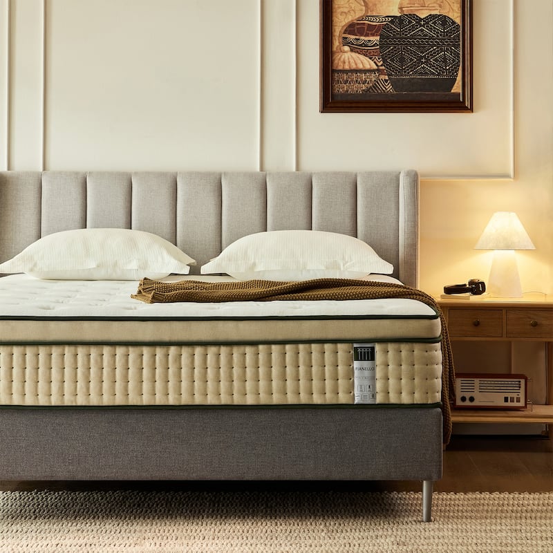 14 Inch Hybrid Mattress Medium Firm Pillow Top Mattress in a Box Comfort Foam for Pressure Relief