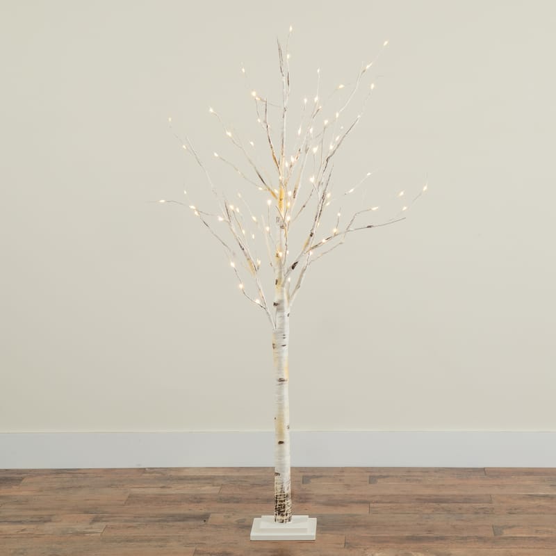 5ft. Pre-Lit Artificial Birch Tree with 76 Warm White LED Lights - Elegant Seasonal Holiday X-Mas Glow