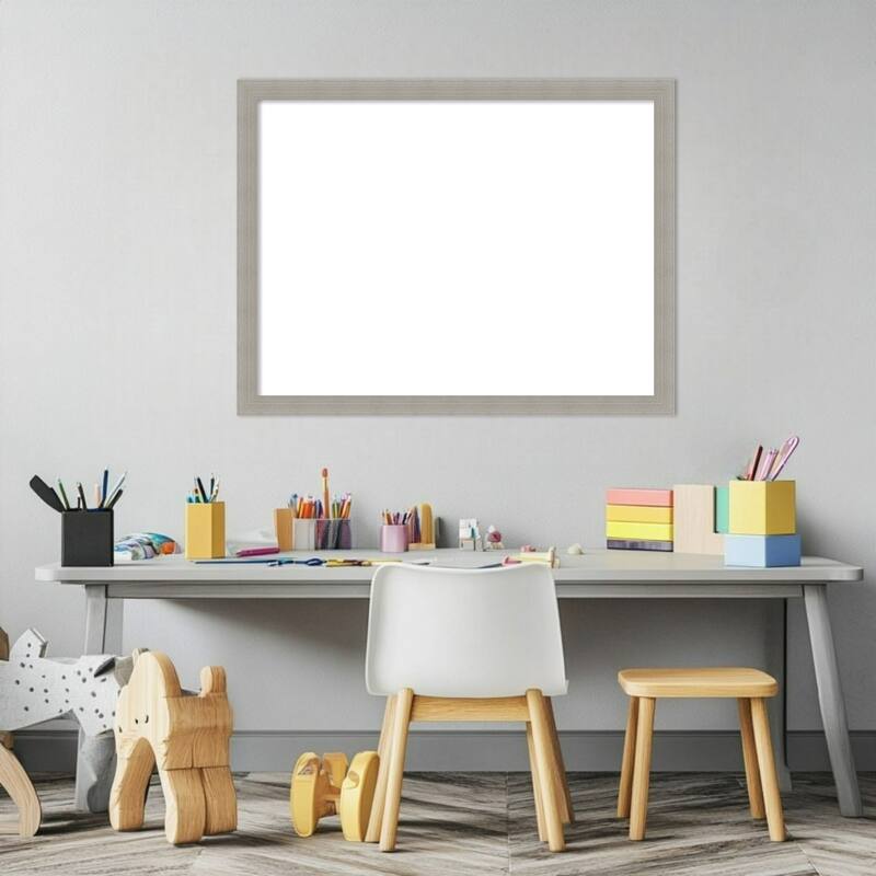 Amanti Art Woodgrain Stripe Blonde Framed Dry Erase Magnetic Board