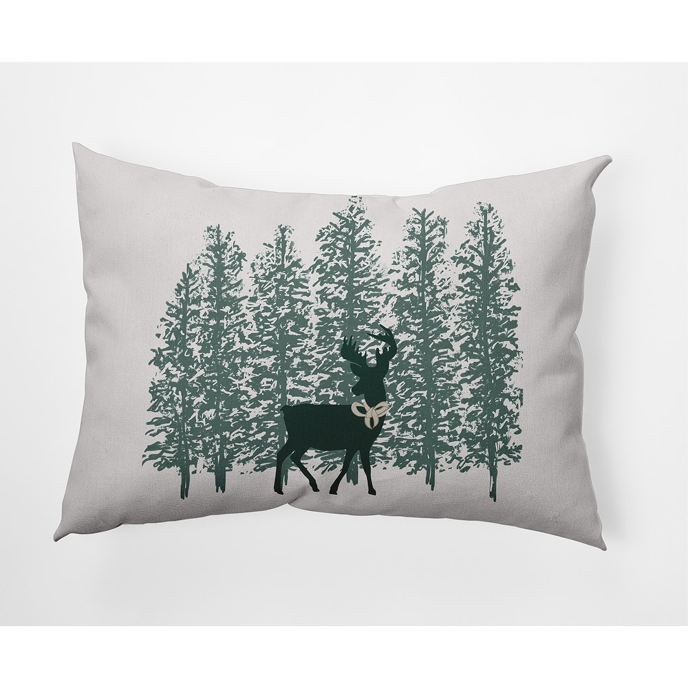 Reindeer Through the Woods Christmas Indoor/Outdoor Throw Pillow