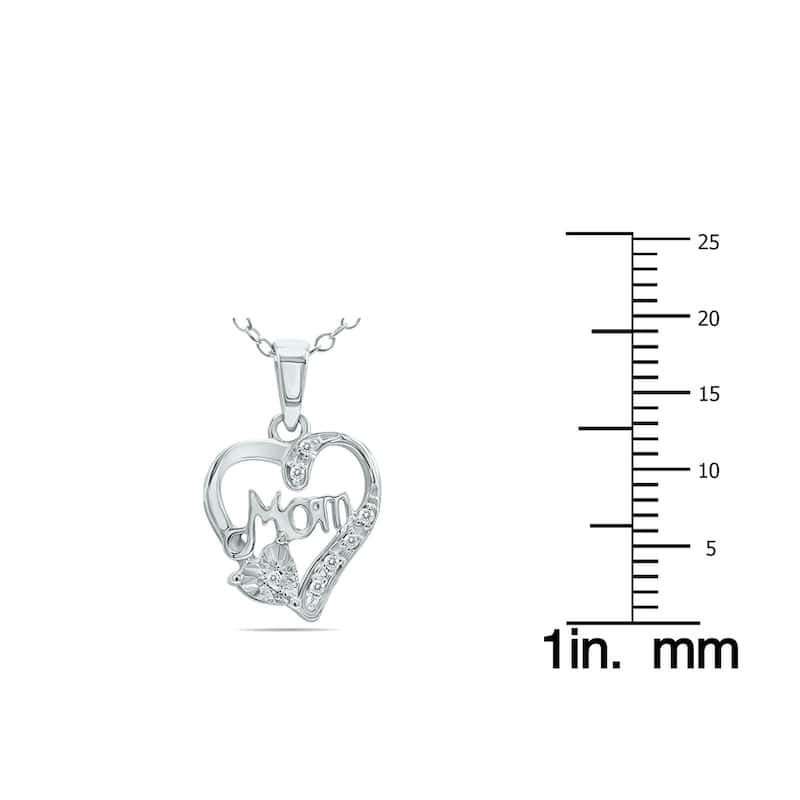 Marquee Diamond Accent Mom Heart Necklace in .925 Sterling Silver