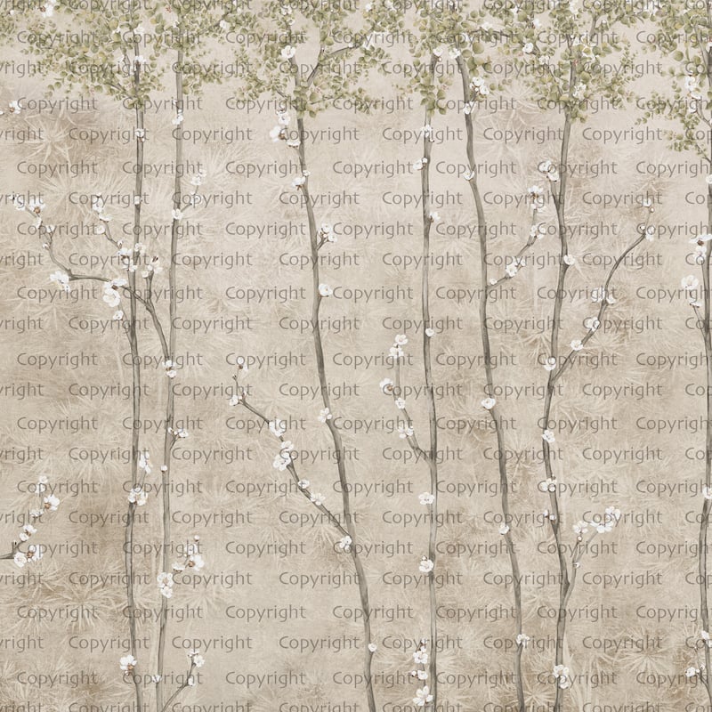 Elegant Cherry Blossom Wallpaper Mural - Brown - W:204" x H:110"