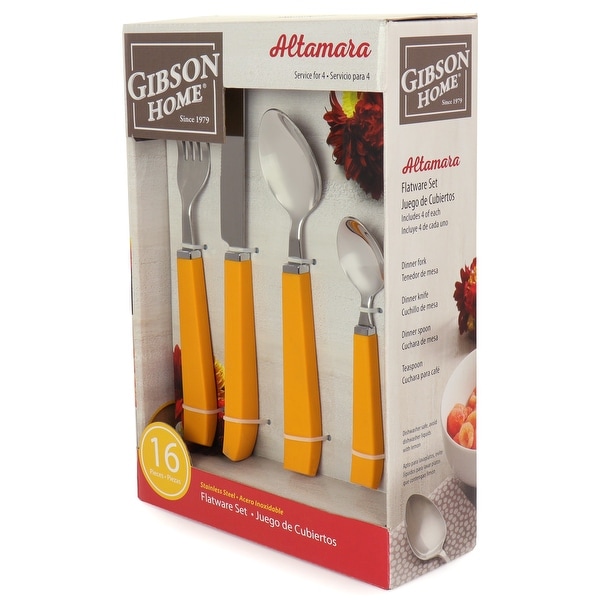 Gibson Home Altamara 16 Piece Flatware Set In Orange, Service for 4. Opens flyout.