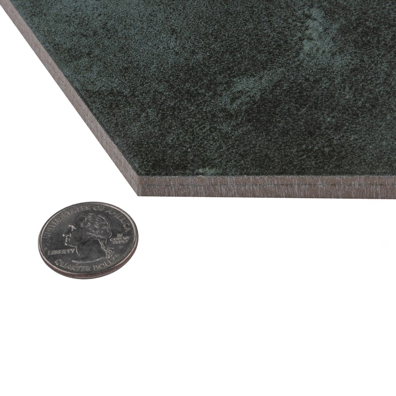 Merola Tile Industrial Hex Green 8-1/2" x 9-7/8" Porcelain Floor and Wall Tile