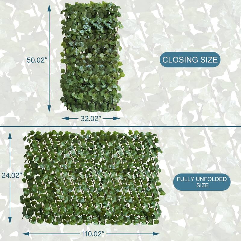 1pcs 32" x 50" Artificial Ivy Hedges Screen Expandable Privacy Fence