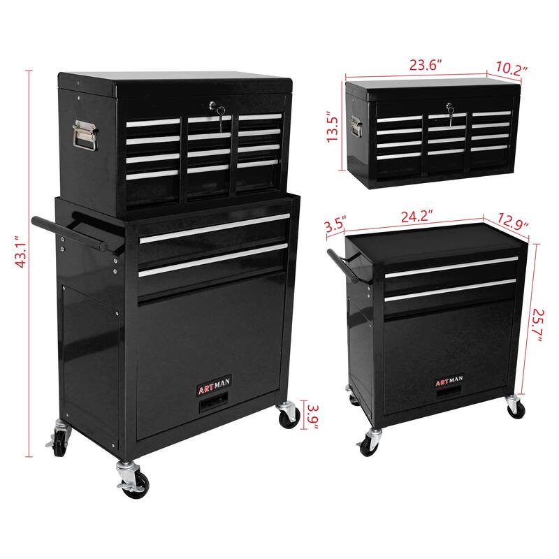 High Capacity Rolling Tool Chest with Wheels and 8 Drawers
