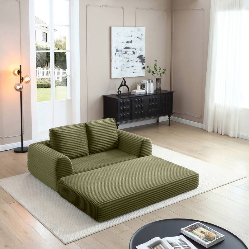 2-in-1 Folding Convertible Sofa Bed, Modern Corduroy Sleeper Couch