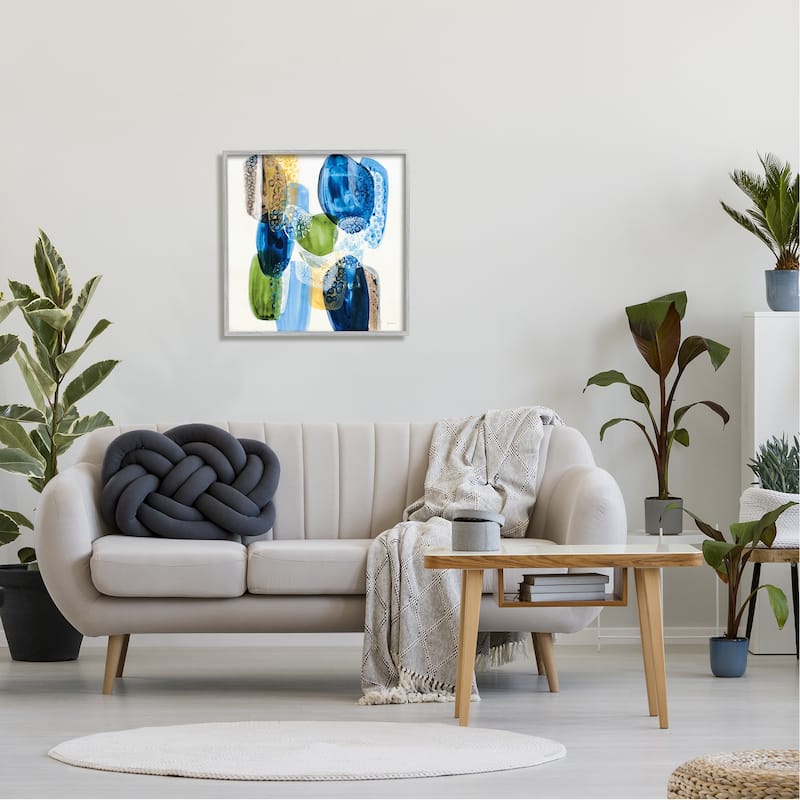Stupell Vivid Blue Circle Shapes Abstract Pebbled Design Framed Wall Art, Design by Liz Jardine