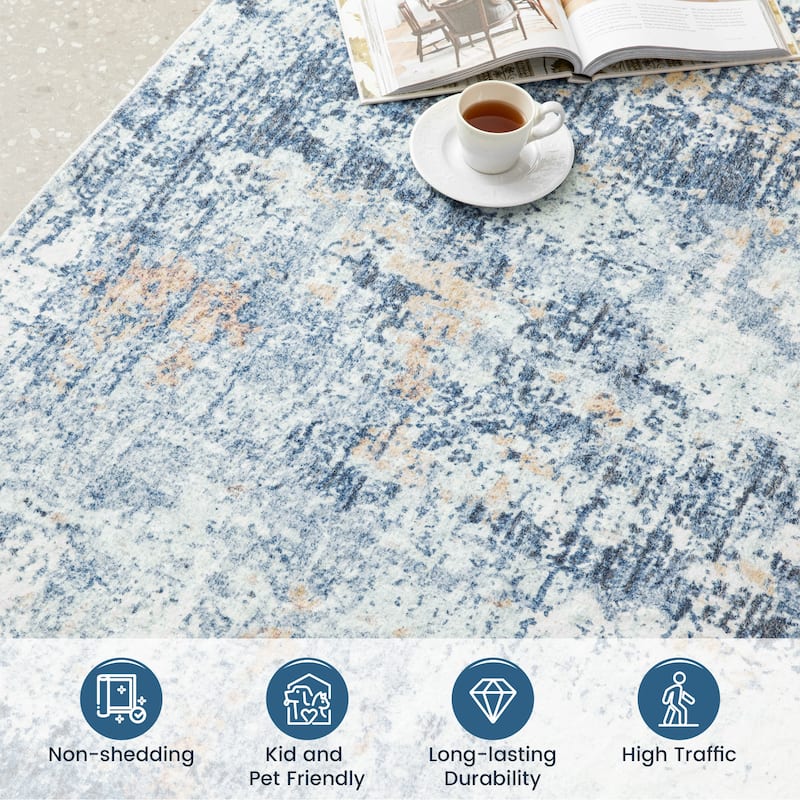 Glitzhome Modern Abstract Distressed Indoor/Outdoor Area Rugs