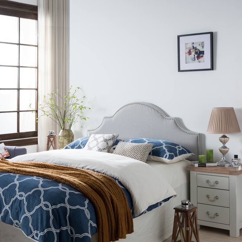 Upholstered Headboard Queen Size, Solid Wood Head Board with Durable Metal Legs