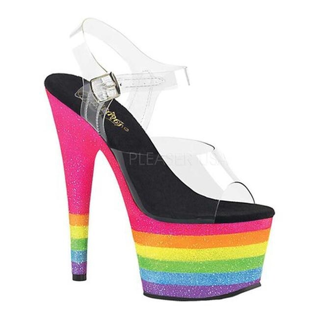 clear rainbow platform shoes