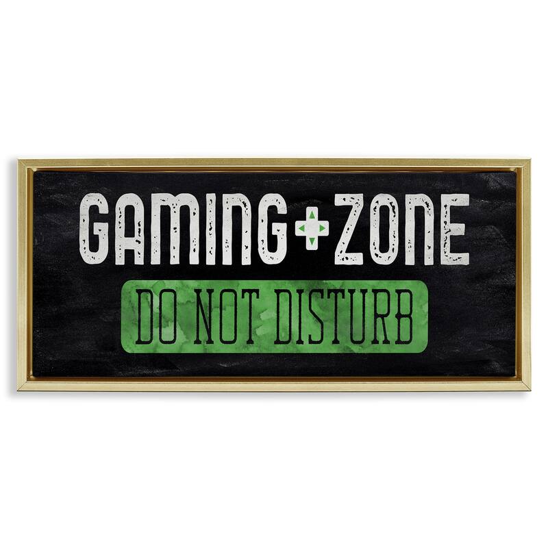Stupell Do Not Disturb Gaming Zone Framed Floater Canvas Wall Art Design By CAD Designs - 25 x 11 - Gold