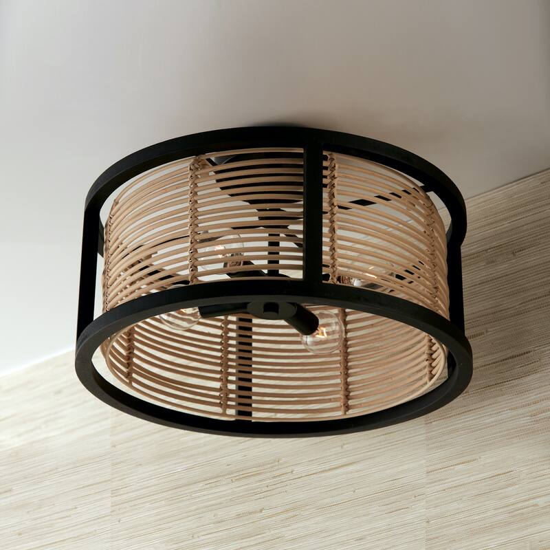 Rico 4-light Flat Black Convertible Pendant/ Semi-Flush Mount