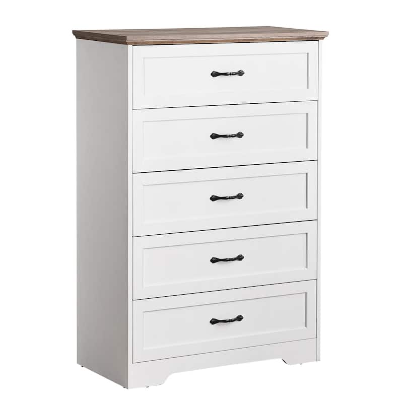 5/6 Drawer Dresser, Modern Wood Storage Chest Organizer for Clothes, Bedroom
