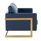 preview thumbnail 30 of 29, LeisureMod Lincoln Modern Upholstered Leather Loveseat with Gold Frame - 55"