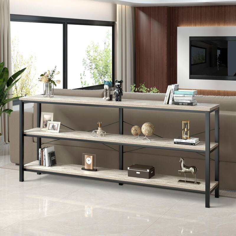 55" Sofa Console Table Narrow Long Console Entryway Table with Storage Shelf TV Stand