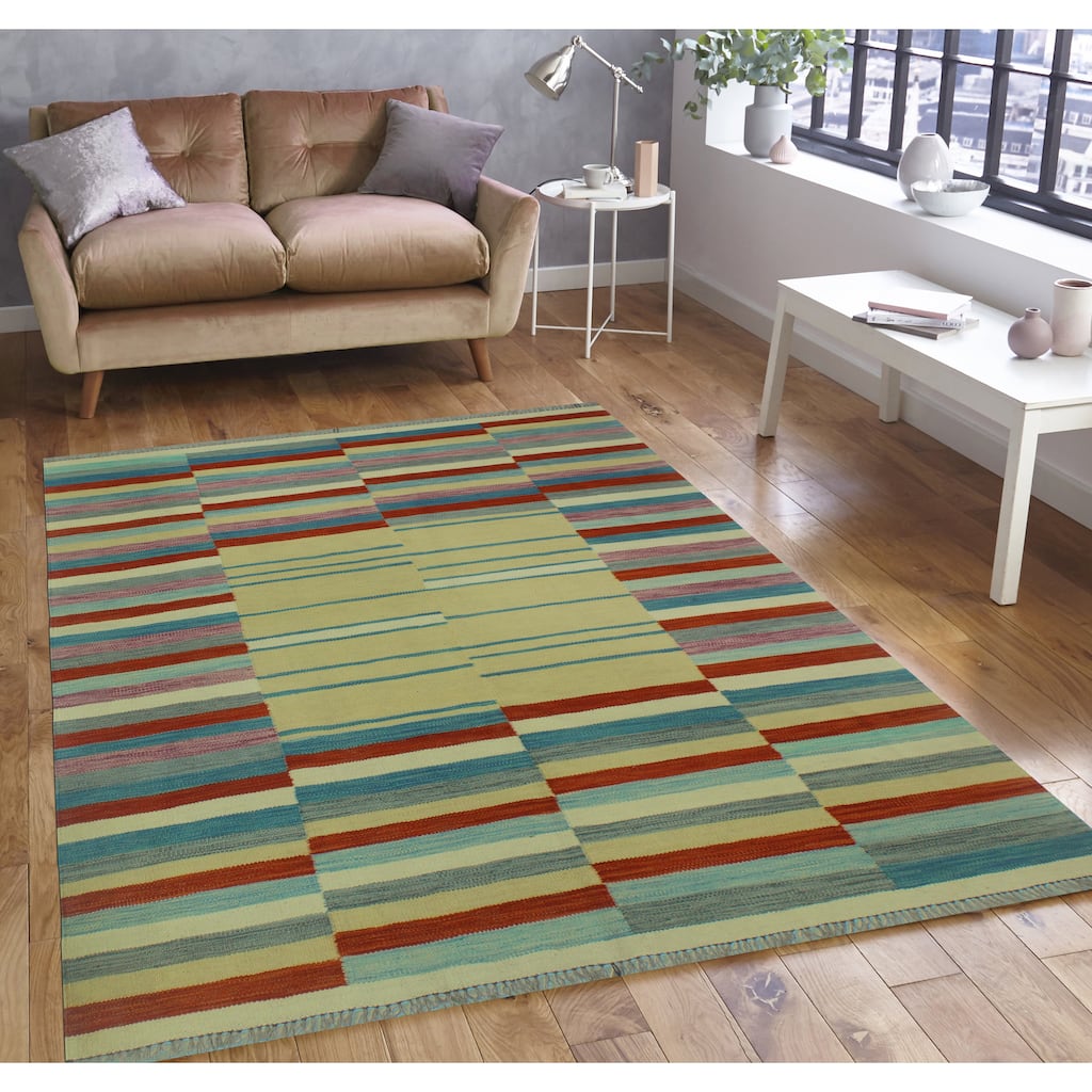 Winchester Flatweave Fahri Gold/Ivory Rug - 5'0" x 6'7"