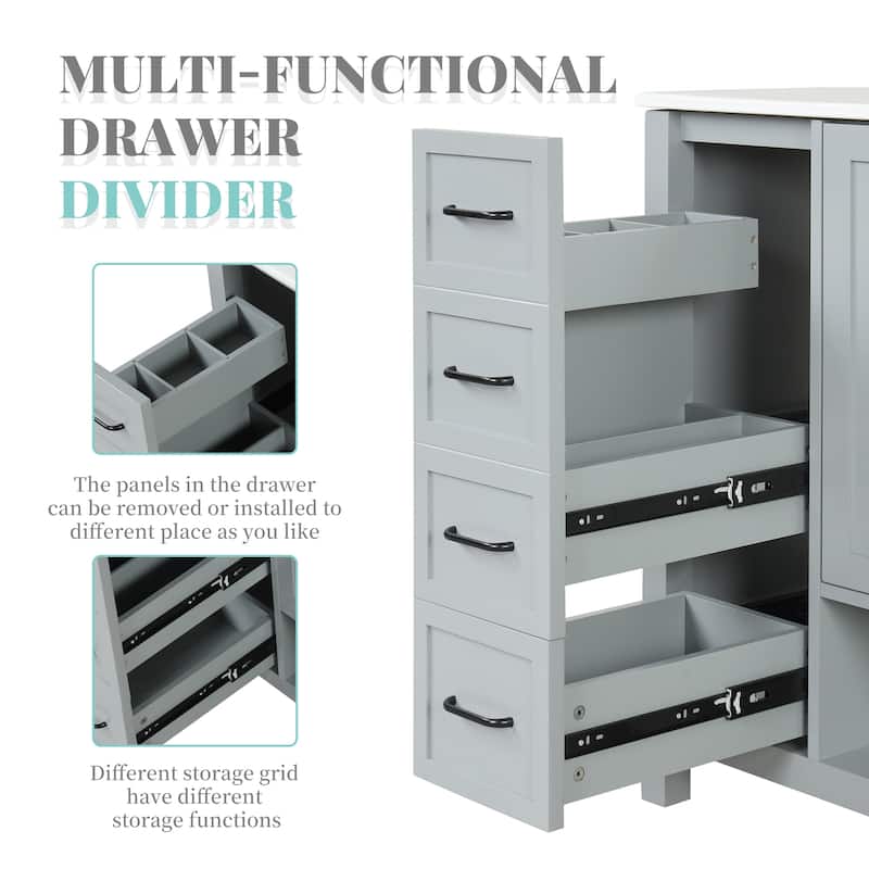 36"Bathroom Vanity with Sink Top, Bathroom Vanity Cabinet with Two Doors and Two Drawers, Solid Wood, Open shelf, MDF Boards