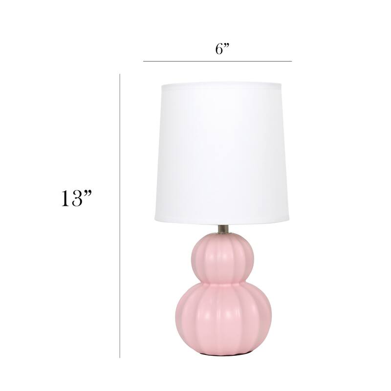 Stacked Double Gourd Ceramic Table Lamp with Tapered Shade - 12.5" - Pink