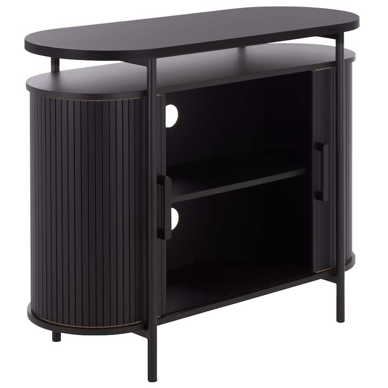 SAFAVIEH Home Etka Tambour Doors Compact Sideboard/TV Stand - 39"W x 16"D x 32"H
