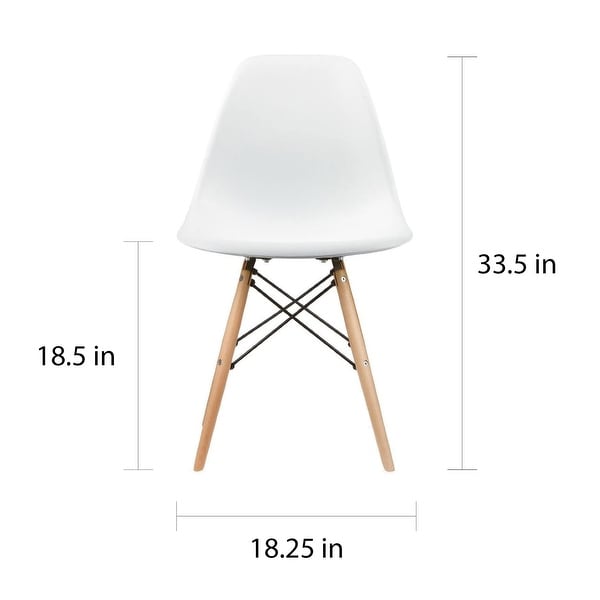 Plastic Eiffel Dining Chairs with Wood Dowel Legs (Set of 2)
