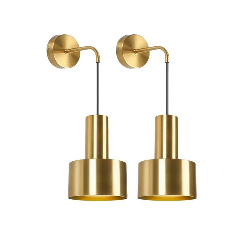 2 Pack wall sconce gold wireless wall lights metal wall lighting