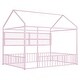 preview thumbnail 45 of 58, Metal Bed House Bed Frame with Fence and Shelves