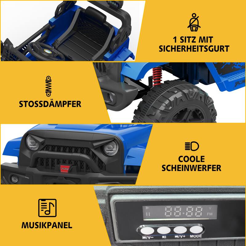 12V Ride on Truck Car with Remote Control and LED Lights